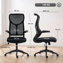 Sedia da Ufficio Ergonomica 64x69,5x110-120 cm con Braccioli Ribaltabili Dondolo e Altezza Regolabile in Rete Nero      
