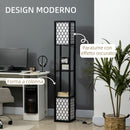 Lampada da Terra a Colonna 26x26x156 cm con 2 Ripiani in MDF e Plastica Nera