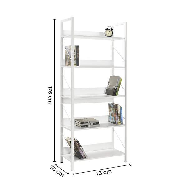 acquista Bibliothèque en bois 73x176x35 cm étagère 5 étagères pour bureau blanc