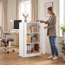 Mobiletto da Ufficio 60x33,5x108 cm con 3 Ripiani e Ante in Truciolato Bianco      