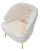 Poltrona Loxy Crema 68x72x80 cm in Legno e Velluto Crema e Oro