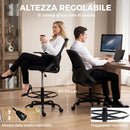 Sedia da Ufficio Ergonomica 65x59x104-124 cm con Supporto Lombare Poggiapiedi e Braccioli Ribaltabili Nera      