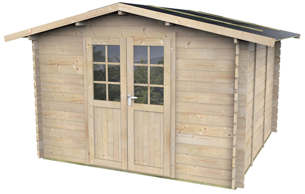 acquista Boîte de jardin en bois Maisons porte-outils 320x320x228 cm avec 2 portes et fenêtres Ecla Mint Pocket