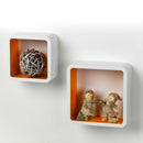 Set 2 Mensola in Legno Stile Desing Moderno Bianco Arancione