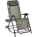 Sedia Sdraio a Dondolo Reclinabile con Poggiapiedi e Porta Bicchieri Grigio 120x67x102 cm 
