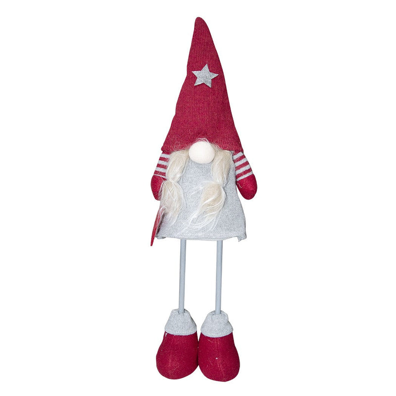 Gnomo di Natale H50 cm con Luce Grigio e Rosso