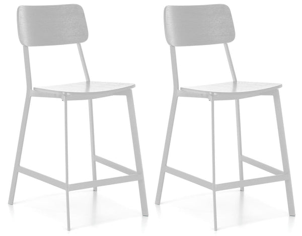 online Set 2 Sgabelli 51x51,5xH97 cm in Legno e Metallo Woody Bianco