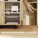 Mobile Porta Stampante 60x50x65,5 cm con Ripiani Aperti e Armadietto in Legno Color Legno      