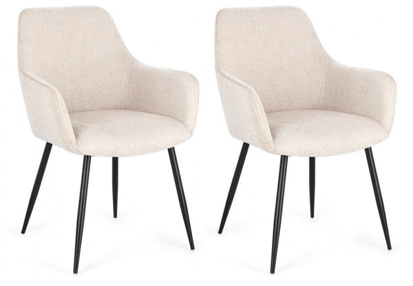 acquista Lot de 2 chaises Cora 58x63x85,5 cm en tissu noir et beige