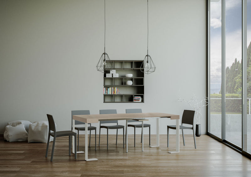 Consolle Allungabile 90-196x40x77 cm Tecno Small Cashmere Telaio Bianco 