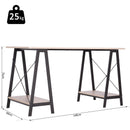 Scrivania da Ufficio Industrial in Metallo e Legno MDF Ripiani Legno e Nero 140x60x75 cm 