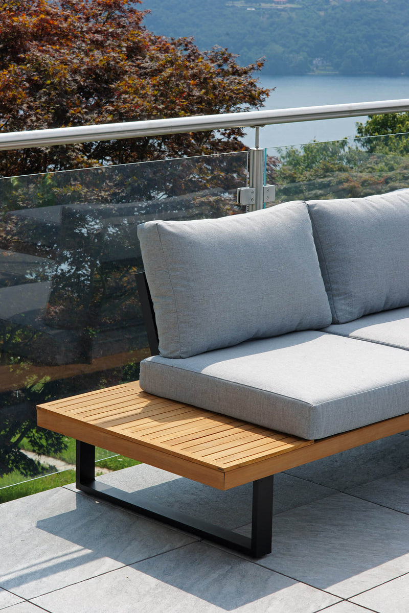 Set Salotto da Giardino in Alluminio Divano Angolare e Tavolino Vorghini Stoccarda