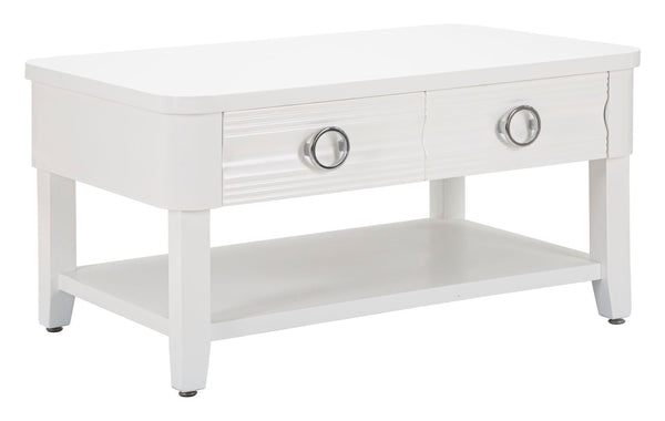 sconto Tavolino da Caffè 90x47x60 cm in Legno MDF e Metallo Bianco