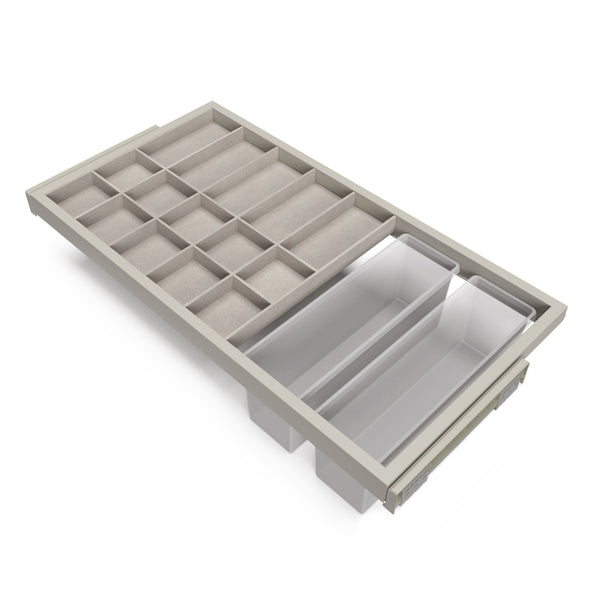sconto Kit tiroir organisateur et cadre pour armoire 900 mm en aluminium et plastique Emuca gris pierre