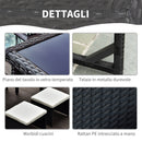 Set Salotto da Giardino in Rattan Sintetico Tavolo 2 Poltrone 2 Poff Nero 