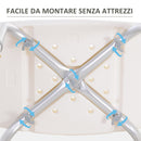 Sgabello per Doccia Bagno antiscivolo bianco altezza regolabile 