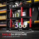Carrello Porta Attrezzi a 3 Livelli 83x43x97 cm Capacità 91 kg 3 Livelli con Ruote in Plastica Rosso 