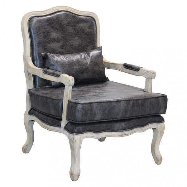 Fauteuil Christy en Eco-cuir Gris Vintage 64x72x92 h cm en Bois Gris Foncé prezzo