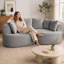 Divano 3 Posti Senza Struttura 207x107x62 cm con 6 Cuscini in Ciniglia Grigio Chiaro      