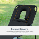 Lettino Sdraio con Apertura per Viso Pieghevole in Tessuto Oxford Nero 190x56x28 cm 