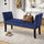 Panca Fondoletto Ingresso 111x40x60 cm con Piedi in Legno e Rivestimento Velluto Blu