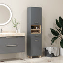 Mobile a Colonna da Bagno con Cassetto e Armadietti 40x24x160 cm in Legno Grigio 