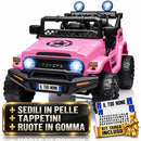 Macchina Elettrica per Bambini Fuoristrada Toyota Fj Cruiser 12V Telecomando Ruote in Gomma e Sedile in Pelle Rosa