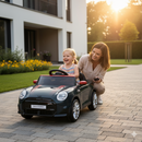 Macchina Elettrica per Bambini Licenza Ufficiale Mini Cooper S Cabrio 12V Sedili in Pelle e Telecomando Nero