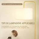 Lampada da Terra Arcuata con Paralume e Interruttore a Pedale in Tessuto Effetto Lino e Acciaio Oro      