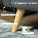 Divano 2 Posti 145x75x78 cm con Cuscini per Schienale  in Tessuto Effetto Lino Grigio  