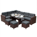 Set Salotto da Giardino 240x186x70 cm ad Angolo con Tavolo in Rattan Marrone