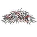 Sopra Porta con Bacche innevate Larghezza 66 cm Rosso