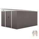 Casetta Box da Giardino Porta Attrezzi 345x280,5x169-201 cm con Porta Scorrevole in Acciaio Grigio  
