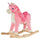 Cheval à Bascule Licorne pour Enfant en Bois et Peluche Licorne Rose