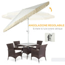 Ombrellone da Giardino 260x240 cm a Manovella Inclinabile con Frange in Poliestere e Metallo Bianco 