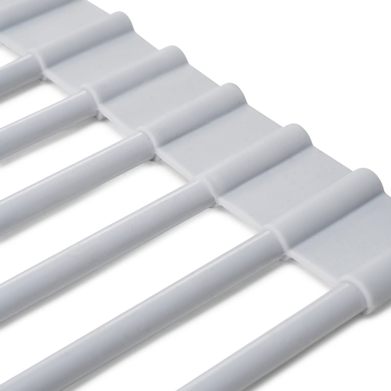 Scolapiatti in Acciaio e Silicone Flessibile Plastica Grigia Acciaio e Tecnoplastica Emuca