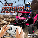 Macchina Elettrica per Bambini UTV 12V con Cintura Telecomando Sospensioni USB 3-7 km/h Rosa      