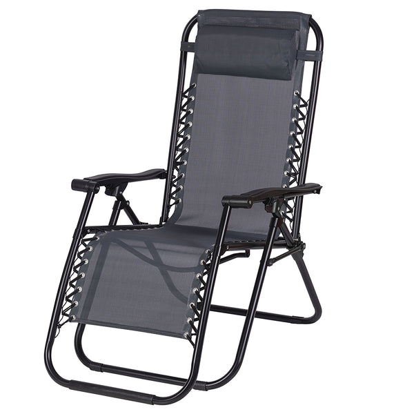 prezzo Sedia Sdraio Reclinabile e Richiudibile Rio 65x90x108 cm con Poggiatesta in Poliestere con Struttura in Acciaio Grigio