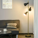 Lampada da Terra con 3 Paralumi E27 in Metallo  Nero e Bronzo