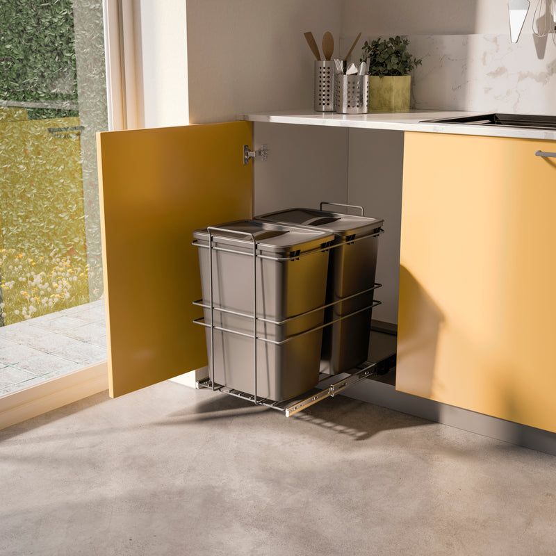 Pattumiera da Cucina ad Estrazione 2x 35 L in Plastica Emuca 