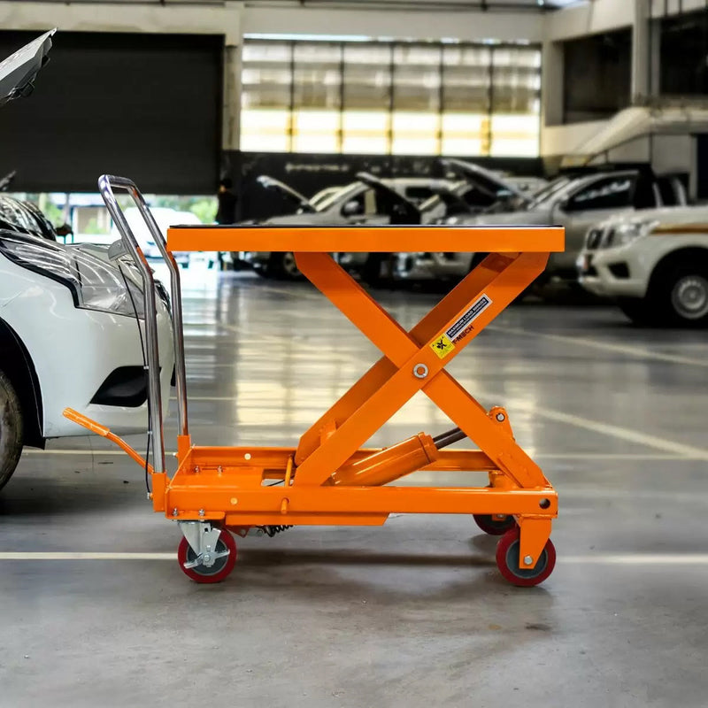 Pedana Idraulica 81x50,5 cm per Sollevamento fino a 500Kg in Acciaio Arancione