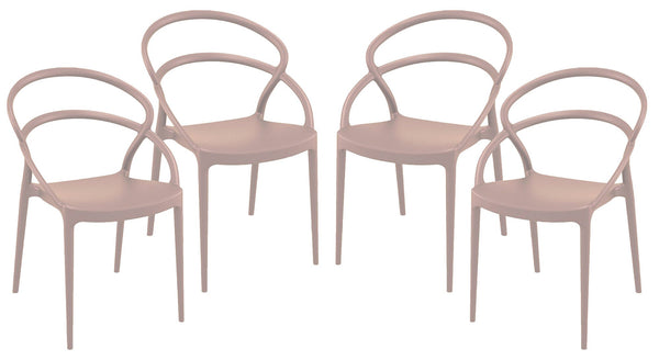 online Ensemble de 4 chaises de jardin en polypropylène Vandi Tortora