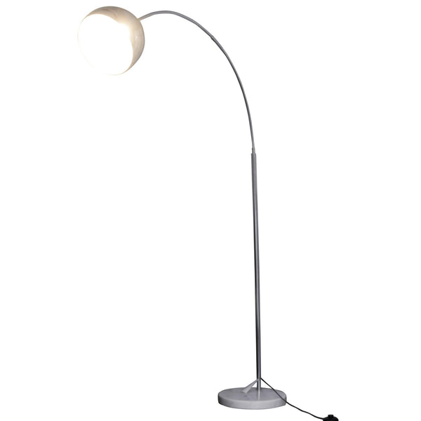 sconto Lampadaire Arc avec Abat-jour E27 en Acier et Marbre Argenté