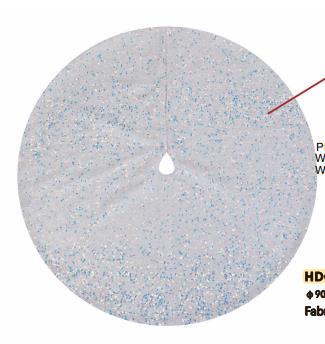 Copri base albero tessuto con pailette argento cm Ø90