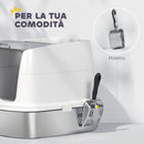 Lettiera Chiusa per Gatti a 2 Porte 52,4x41,3x39,8 cm Vaschetta in Acciaio Inox Bianco   
