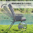 Sedia da Campeggio Pieghevole 66x58x105 cm Regolabile su 5 Livelli Grigio Chiaro   