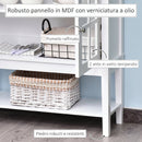 Credenza Cucina Moderna 80x28x84 cm con 2 Ante in Vetro Temperato e Ripiano Regolabile in MDF Bianco      