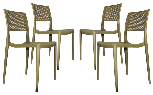 online Lot de 4 chaises de jardin en polypropylène Vandi vert militaire