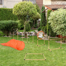 Set Addestramento Cani da Esterno Ø60x297 cm Slalom Ostacolo e Tunnel Arancione