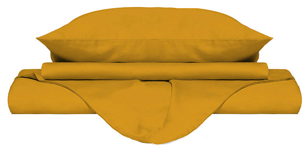 prezzo Housse de couette double avec sac et taies d'oreiller Couleur unie Jaune